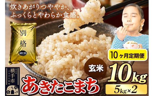 《令和7年産》《定期便10ヶ月》 米 あきたこまち 10kg（5kg×2袋） 【玄米】 秋田県産