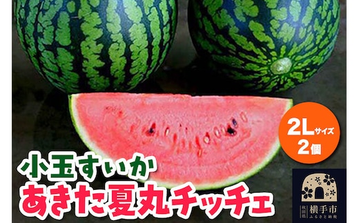 小玉すいか（あきた夏丸チッチェ）2Lサイズ2個入 すいか [秋田県 オリジナルブランド スイカ]