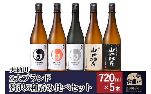 【大納川】2大ブランド贅沢5種呑み比べセット(大納川 純米 、大納川 純米吟醸、大納川 純米大吟醸、山内杜氏 純米、山内杜氏 純米吟醸) 各720ml