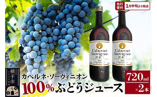 【先行受付】1月中旬より発送 カべルネ・ソーヴィニオン100％ ぶどうジュース 720ml×2本