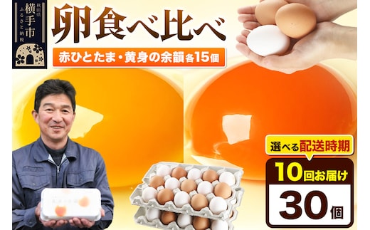 【常温発送】《定期便10ヶ月》赤ひとたま 15個・黄身の余韻 15個 計30個（業務用）【発送時期が選べる】東海林養鶏場 赤ひとたま 黄身の余韻 卵 玉子 たまご タマゴ 10か月 10ヵ月 10カ月 10ケ月 開始時期選べる