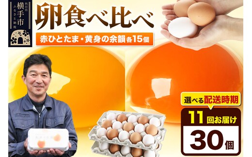 【常温発送】《定期便11ヶ月》赤ひとたま 15個・黄身の余韻 15個 計30個（業務用）【発送時期が選べる】東海林養鶏場 赤ひとたま 黄身の余韻 卵 玉子 たまご タマゴ 11か月 11ヵ月 11カ月 11ケ月 開始時期選べる
