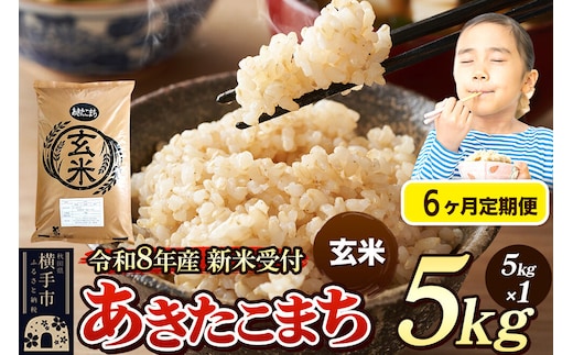 《令和8年産 新米受付》定期便6ヶ月》 米 あきたこまち 5kg 【玄米】 秋田県産 [新米 先行予約 先行受付 米 コメ 玄米 あきたこまち おいしい 美味しい]