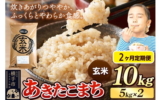 《令和7年産》《定期便2ヶ月》 米 あきたこまち 10kg（5kg×2袋） 【玄米】 秋田県産 [米 コメ 玄米 あきたこまち おいしい 美味しい]