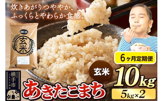 《令和7年産》《定期便6ヶ月》 米 あきたこまち 10kg（5kg×2袋） 【玄米】 秋田県産 [米 コメ 玄米 あきたこまち おいしい 美味しい]
