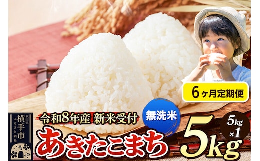 《令和8年産 新米受付》定期便6ヶ月》 米 あきたこまち 5kg 【無洗米】 秋田県産 [新米 先行予約 先行受付 米 コメ 無洗米 あきたこまち おいしい 美味しい]