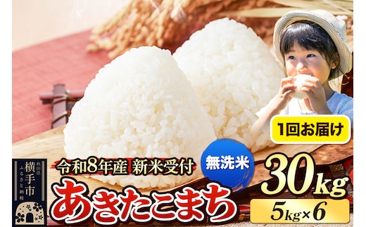 《令和8年産 新米受付》米 あきたこまち 30kg（5kg×6袋） 【無洗米】 秋田県産 [新米 先行予約 先行受付 米 コメ 無洗米 あきたこまち おいしい 美味しい]