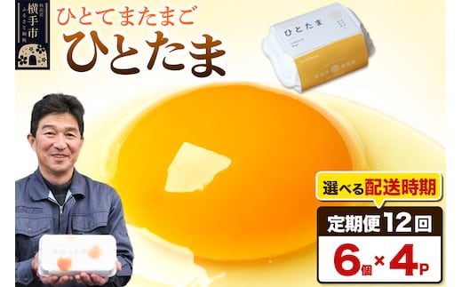 【常温発送】《定期便12ヶ月》ひとたま 6個×4P【発送時期が選べる】東海林養鶏場 ひとたま 卵 玉子 たまご タマゴ 12か月 12ヵ月 12カ月 12ケ月 開始時期選べる