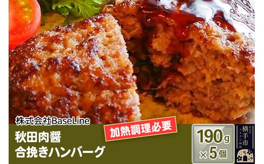 【ドンと190g】秋田肉醤合挽きハンバーグ（190g）×5個 生ハンバーグ 加熱必要