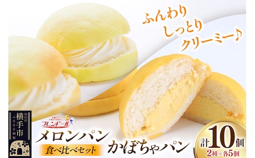 メロンパン5個・かぼちゃパン5個 【食べ比べセット】 フレンドール 秋田県横手市 菓子パン