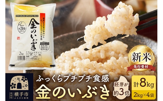 【令和8年産新米受付】【玄米】金のいぶき 8kg（2kg×4袋） [秋田県産 金のいぶき 玄米 プレミアム玄米 新米予約]