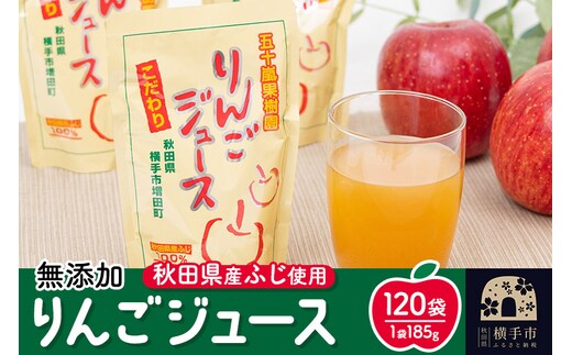 無添加りんごジュース(サンふじ) 120パック リンゴジュース [りんご リンゴ 林檎 ストレート 無添加 果汁100%]