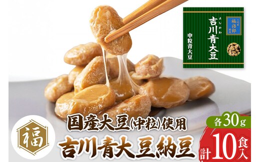 二代目福治郎納豆 吉川青大豆納豆【中粒】5袋（1袋×2食入）計10食 [二代目福治郎 納豆 高級 吉川青大豆 地豆 中粒 たれ無し タレ無し なっとう]