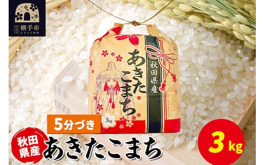 あきたこまち 3kg×1袋【5分づき】令和7年産 秋田県産 こまちライン [こまちライン あきたこまち ブランド米 お米 5分搗き 精米 米どころ 秋田 秋田県産]