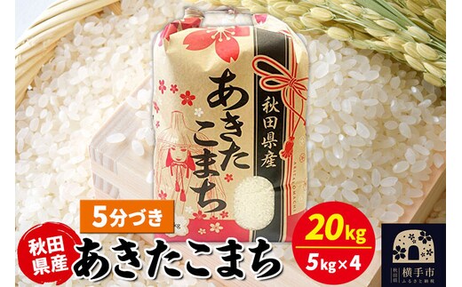 あきたこまち 20kg（5kg×4袋）【5分づき】令和7年産 秋田県産 こまちライン [こまちライン あきたこまち ブランド米 お米 5分搗き 5分づき 米どころ 秋田 秋田県産]