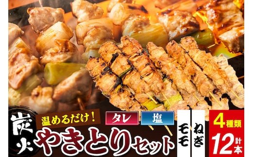 やきとりセット 計12本（ももたれ、もも塩、ねぎたれ、ねぎ塩） [やきとり 焼き鳥 やきとりセット 鶏肉 もも モモ ねぎ ネギ タレ たれ 塩 やきとりシバタ 秋田県 横手市]