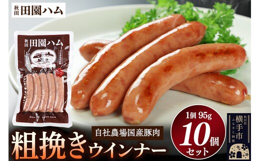 田園ハム 粗挽きウインナー 95g×10個セット [国産 豚肉 ソーセージ ウインナー]