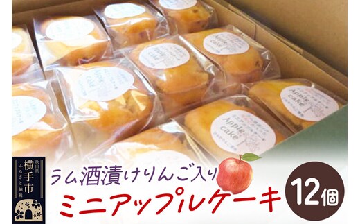 ラム酒漬けのりんごが入ったミニアップルケーキ 12個入り [ドライフルーツ 国産 リンゴ 半生タイプ パーティ ラム酒漬け おつまみ ケーキ ドライアップル ふじ]