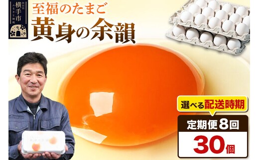 【常温発送】《定期便8ヶ月》黄身の余韻 30個（業務用）【発送時期が選べる】8か月 8ヵ月 8カ月 8ケ月 卵 玉子 たまご 開始時期選べる [東海林養鶏場 至福のたまご 黄身の余韻 卵 玉子 タマゴ]