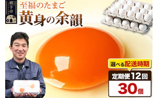 【常温発送】《定期便12ヶ月》黄身の余韻 30個（業務用）【発送時期が選べる】12か月 12ヵ月 12カ月 12ケ月 卵 玉子 たまご 開始時期選べる [東海林養鶏場 至福のたまご 黄身の余韻 卵 玉子 タマゴ]
