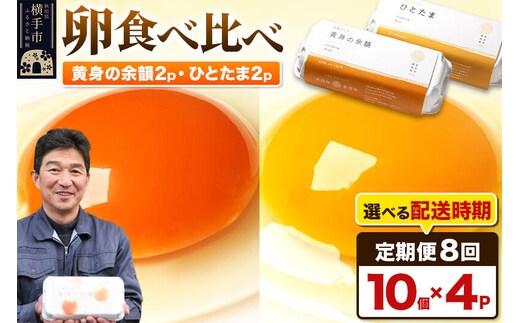 【常温発送】《定期便8ヶ月》黄身の余韻10個×2P・ひとたま10個×2P 計40個【発送時期が選べる】8か月 8ヵ月 8カ月 8ケ月 卵 玉子 たまご 2種類 味比べ 食べ比べ 開始時期選べる東海林養鶏場 至福のたまご 黄身の余韻 ひとたま 玉子 タマゴ [8か月 8ヵ月 8カ月 8ケ月 卵 玉子 たまご 2種類 味比べ 食べ比べ 開始時期選べる東海林養鶏場 至福のたまご 黄身の余韻 ひとたま]