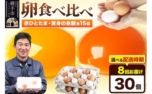 【常温発送】《定期便8ヶ月》赤ひとたま 15個・黄身の余韻 15個 計30個（業務用）【発送時期が選べる】東海林養鶏場 赤ひとたま 黄身の余韻 卵 玉子 たまご タマゴ 8か月 8ヵ月 8カ月 8ケ月 開始時期選べる [東海林養鶏場 赤ひとたま 黄身の余韻 卵 玉子 たまご タマゴ 8か月 8ヵ月 8カ月 8ケ月 開始時期選べる]