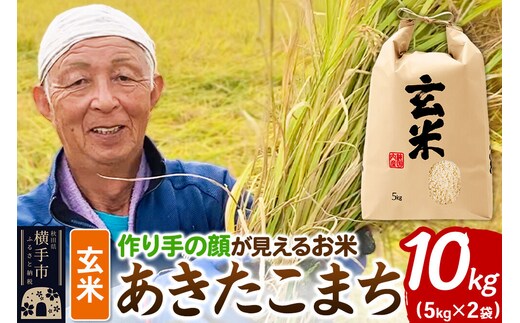 《令和8年産 新米受付》忠さん農園 作り手の顔が見えるお米 秋田県横手市産 あきたこまち 玄米 10kg（5kg×2袋） [新米 先行予約 お米 米 ごはん ご飯]