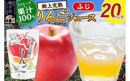樹上完熟りんごジュース 20パック [秋田県 横手市 林檎 リンゴ 果物 フルーツ]