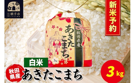 《令和8年産 新米受付》あきたこまち 3kg×1袋【白米】令和8年産 秋田県産 こまちライン [新米 先行予約 こまちライン あきたこまち ブランド米 お米 白米 精米 米どころ 秋田 秋田県産]