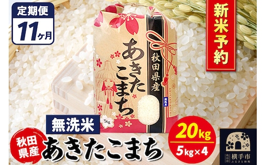 《令和8年産 新米受付》《定期便11ヶ月》あきたこまち 20kg【無洗米】秋田県産 こまちライン [新米 先行予約 こまちライン あきたこまち ブランド米 お米 白米 精米 無洗米 米どころ 秋田 秋田県産]