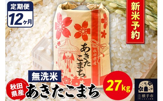 《令和8年産 新米受付》《定期便12ヶ月》あきたこまち 27kg【無洗米】秋田県産 こまちライン [新米 先行予約 こまちライン あきたこまち ブランド米 お米 白米 精米 無洗米 米どころ 秋田 秋田県産]