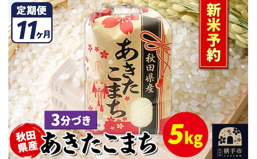 《令和8年産 新米受付》《定期便11ヶ月》あきたこまち 5kg【3分づき】秋田県産 こまちライン [新米 先行予約 こまちライン あきたこまち ブランド米 お米 3分搗き 3分づき 米どころ 秋田 秋田県産]