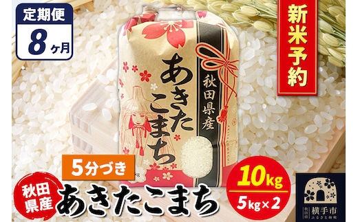 《令和8年産 新米受付》《定期便8ヶ月》あきたこまち 10kg【5分づき】秋田県産 こまちライン [新米 先行予約 こまちライン あきたこまち ブランド米 お米 5分搗き 5分づき 米どころ 秋田 秋田県産]