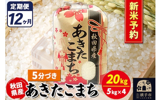 《令和8年産 新米受付》《定期便12ヶ月》あきたこまち 20kg【5分づき】秋田県産 こまちライン [新米 先行予約 こまちライン あきたこまち ブランド米 お米 5分搗き 5分づき 米どころ 秋田 秋田県産]
