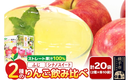2種のりんごジュース飲み比べセット（ふじ、シナノスイート）合計20袋（2種×各10袋）