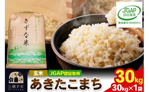 【玄米】令和7年産 秋田県産 あきたこまち 30kg(30kg×1袋) 【JGAP認証】【秋田県特別栽培農産物認証】