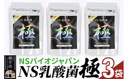 NS乳酸菌「極」(横手市特別パッケージ) 3パック ゆうパケット