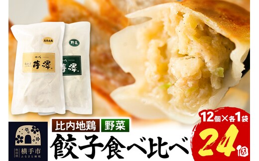 野菜餃子＆比内地鶏餃子食べ比べセット（12個入×各1袋ずつ）