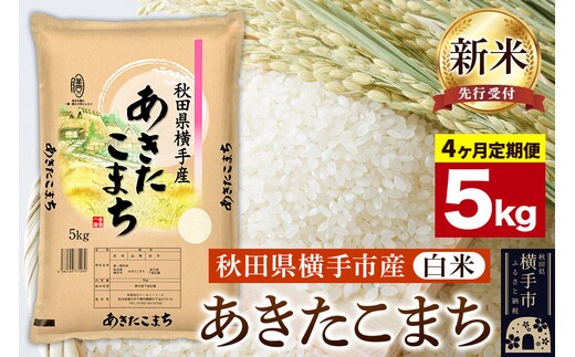 【令和8年産新米受付】《定期便4ヶ月》【白米】横手市産 あきたこまち 5kg [定期便 秋田県産 あきたこまち 白米 5キロ 新米予約]