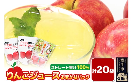 りんごジュース おまかせパック（ふじ、つがる、シナノスイート、王林） 合計20袋