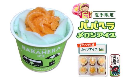 ババヘラ・メロンバラ盛りカップアイス6個セット【進藤冷菓】 ご当地アイス