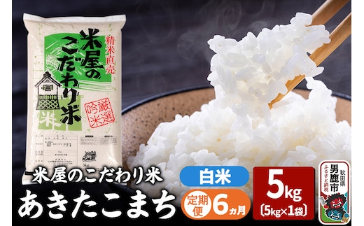 《定期便6ヶ月》『米屋のこだわり米』あきたこまち 白米 5kg×1袋