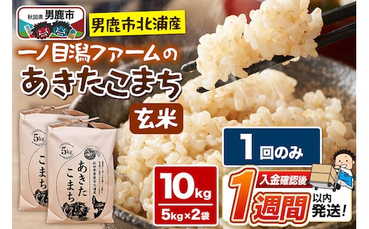 ＜令和7年産＞「秋田県男鹿市北浦産」あきたこまち（玄米）10kg（5kg×2袋） [あきたこまち ブランド米 お米 玄米 米どころ 秋田 秋田県産 男鹿市北浦産]