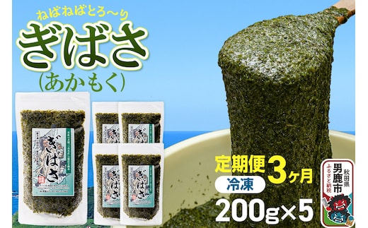 【定期便3ヶ月】ぎばさ(あかもく) 200g×5個セット 海藻 男鹿市 秋田県