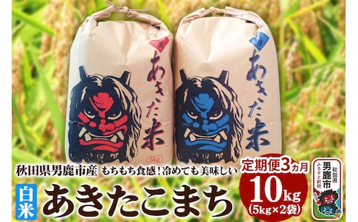米 【定期便3ヶ月】令和7年産 あきたこまち 精米 10kg（5kg×2袋）3ヶ月連続発送（合計 30kg）秋田県 男鹿市