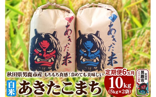 米 【定期便6ヶ月】令和7年産 あきたこまち 精米 10kg（5kg×2袋）6ヶ月連続発送（合計 60kg）秋田県 男鹿市