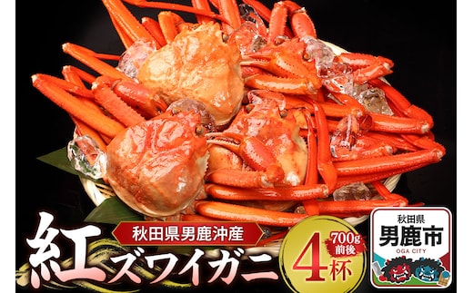 男鹿沖産紅ズワイガニ 700g 前後×4杯 男鹿なび 蟹 カニ 国産 秋田 ずわい蟹 ずわいガニ