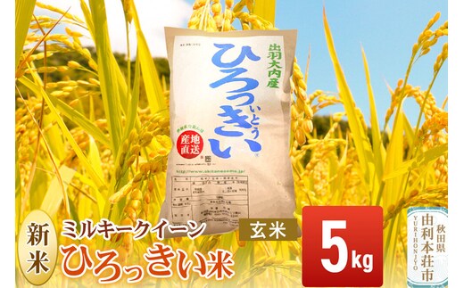 《令和8年産 新米》【玄米】ミルキークイーン 5kg 秋田県産 ひろっきい米 [新米 ミルキークイーン 米 玄米 お米 おこめ ブランド米 食卓 おにぎり 秋田県産 秋田県 由利本荘市]