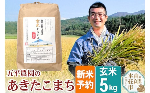 《令和8年産 新米受付》【玄米】あきたこまち 5kg 秋田県産 五平農園のあきたこまち《11月下旬～12月下旬発送予定》 [あきたこまち 新米受付 米 お米 こめ ブランド 玄米 食卓 おにぎり 秋田県産 秋田県 由利本荘市]
