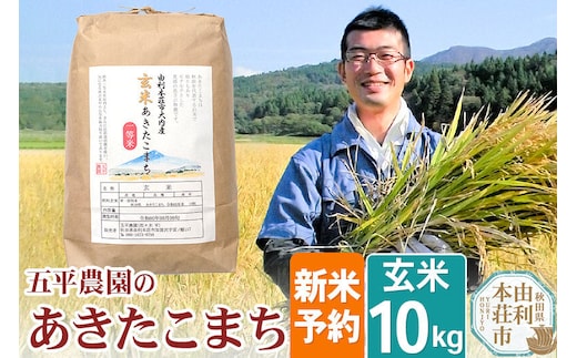 《令和8年産 新米受付》【玄米】あきたこまち10kg 秋田県産 五平農園のあきたこまち《11月下旬～12月下旬発送予定》 [あきたこまち 新米受付 米 お米 こめ ブランド 玄米 食卓 おにぎり 秋田県産 秋田県 由利本荘市]